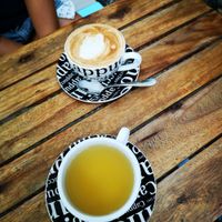 Green tea and soy milk cappuccino at Coffee Station in Phong Nha