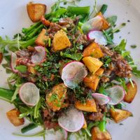 Eggplant caponata at Little Beach Boathouse in Nelson Bay