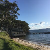 This is the location, right on the water.  at Little Beach Boathouse in Nelson Bay