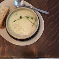Leek soup at Miamiam in Belgrade
