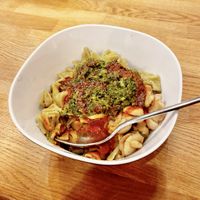 Vegan Manti with spinach and mushroom topping   at Lezizel Manti - Türkische Teigtaschen in Koblenz
