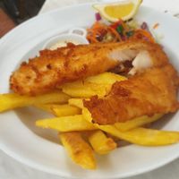 Fish and chips at The Old Mill Cafe in Tairua
