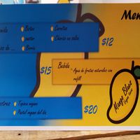 Mango Blues menu. All vegan tacos at Mango Blues in La Paz