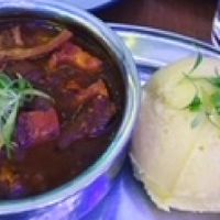 Tofu with tofu and Corn Fufu at Akadi in Portland