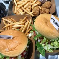 Kids Popchick Combo, cheeseburger combo and buff chick burger at The Brave Bean in Fountain Valley