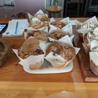 Blackberry and blueberry muffins at The Coffee Shack in Strahan