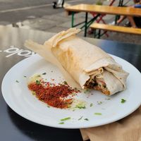 Durum wrap 7€ and filling at Vöner der Vegetarische Döner in Berlin