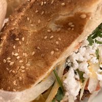 Bread crispy on outside, soft inside   at Vöner der Vegetarische Döner in Berlin