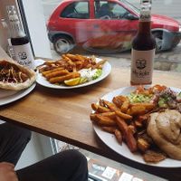 Fish & Chips, Vöner- Teller and Hot Frog at Vöner der Vegetarische Döner in Berlin