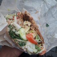 Vöner sandwich with peanut sauce at Vöner der Vegetarische Döner in Berlin