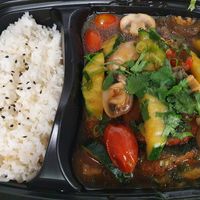 Fish in Lolot as take-away dish at Sunshine Vegan Restaurant in Berlin