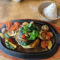 Vegan fish with dill and vegetables at Sunshine Vegan Restaurant in Berlin