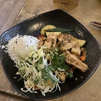 Tofu and rice  at Sunshine Vegan Restaurant in Berlin