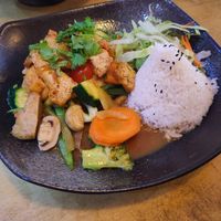 Special Peanut Sauce, Seitan, Tou at Sunshine Vegan Restaurant in Berlin