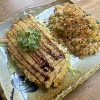 Seitan Chicken and Rice Dish  at Sunshine Vegan Restaurant in Berlin