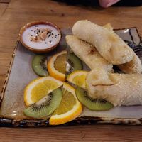 Frittierte, panierte Banane. at Sunshine Vegan Restaurant in Berlin