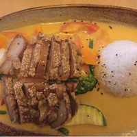 Coconut curry with faux duck  at Sunshine Vegan Restaurant in Berlin
