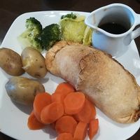 Sweet potato, butternut and chickpea pie with vegan gravy.  at Monk's Kitchen Cafe in Gloucester