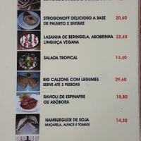 Menu at Mama's in Porto Seguro