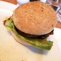 Vegan burger - bbq jackfruit topper with a vegan burger and chip at The Inkwell at Lichfield in Lichfield