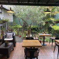 Beautiful outdoor seating behind the mercado  #Veganuary at Lavka in Guatemala City