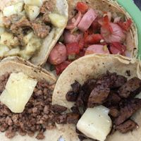 Chicharrón, salchicha, suadero, arrachera  at Gracias Madre in Mexico City