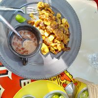 Chicharrón con papas en salsa at Gracias Madre in Mexico City