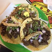 pastor (top), arrachera (left), birria (right)  at Gracias Madre in Mexico City