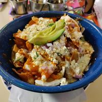 Red chilaquiles at Gracias Madre in Mexico City