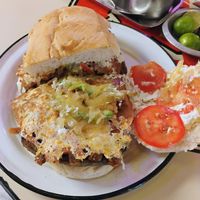 Torta La guapachosa: está deliciosa y muy llenadora. La textura y consistencia de la milanesa no es mi fuerte pero el sabor es muy bueno #Veganuary at Gracias Madre in Mexico City