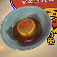 Flan with extra dulce de leche  at Gracias Madre in Mexico City