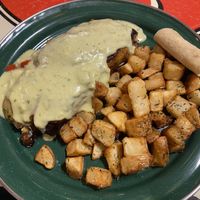 Christmas special: “chicken breast” with cream saucee  at Gracias Madre in Mexico City