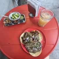 Tacos and agua del día   at Gracias Madre in Mexico City