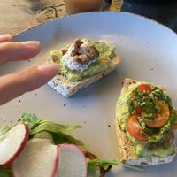 Mini tostas riculas el tamaño at Drift Bar in Santa Teresa