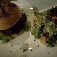 Drift burger, soy patty, delicious at Drift Bar in Santa Teresa