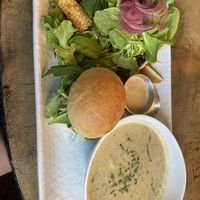 Lunch special: drift salad, veggie pate sandwich, Moroccan chowder   at Drift Bar in Santa Teresa