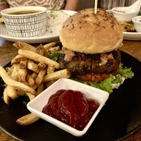 Spicy Black Bean Burger (ordered GF)  at Drift Bar in Santa Teresa