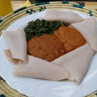 Pancake with dip at YEnat Restaurant in Mannheim