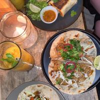 Mushroom & pumpkin tacos and vegan Burrito    at The Hideout in Unawatuna