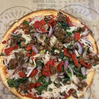 Vegan cheese and heavy vegan toppings  at Pieology - Tamuning in Guam