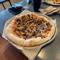 Vegan cheese and vegan sausage!   at Pieology in Kailua