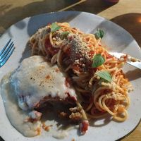 Parmegiana de seitan (macarrão é acompanhamento) at Casa de Nara in Joao Pessoa