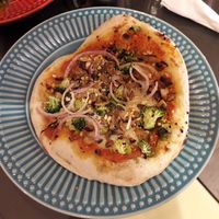 Shiitake and broccoli pizza. at Casa de Nara in Joao Pessoa