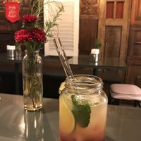 Ginger beer, jamaica flower and tangerine drink at Casa de Nara in Joao Pessoa