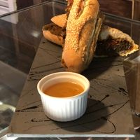 Sandwich filled with delicious banana’s skin!  at Casa de Nara in Joao Pessoa