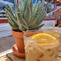 Iced Cafe de Olla - they use almond milk at Hoja in Denver