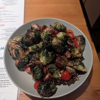 Brussel sprouts and tomatoes with chimichurri at Idyllwild Brewpub in Idyllwild