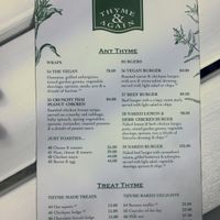 Menu 1 Burgers and Wraps at Thyme & Again in Plettenberg Bay