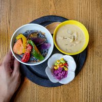 Colorful vege green curry at Chandan Cafe in Fukuoka