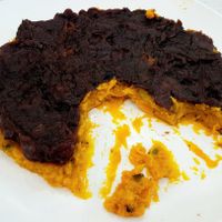 Mashed sweet pumpkin and red beans (dessert) 팥단호박 at Tteul Ahn Chae in Suwon